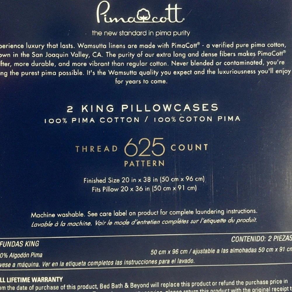 new LIGHT BLUE Wamsutta 625 TC SCROLL PATTERN 100% Cotton KING Pillowcases
